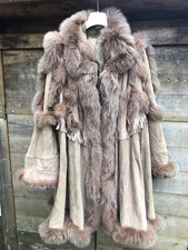 MASSGESCHNEIDERTER PELZMANTEL LEDERMANTEL PELZ LEDER MANTEL BRAUN FUCHS 40 42