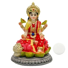 Small Hindu Goddess Lakshmi Statue - 3.9”H Indian Ido Laxmi Figurine for C