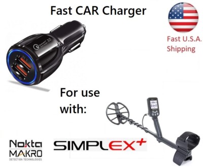 TURBO Quick Charge Car Charger for NOKTA MAKRO SIMPLEX & SIMPLEX ULTRA Detectors