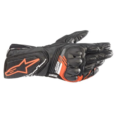 Alpinestars SP-8 V3 leather gloves Leder Handschuhe schwarz/neon-rot XL Sport