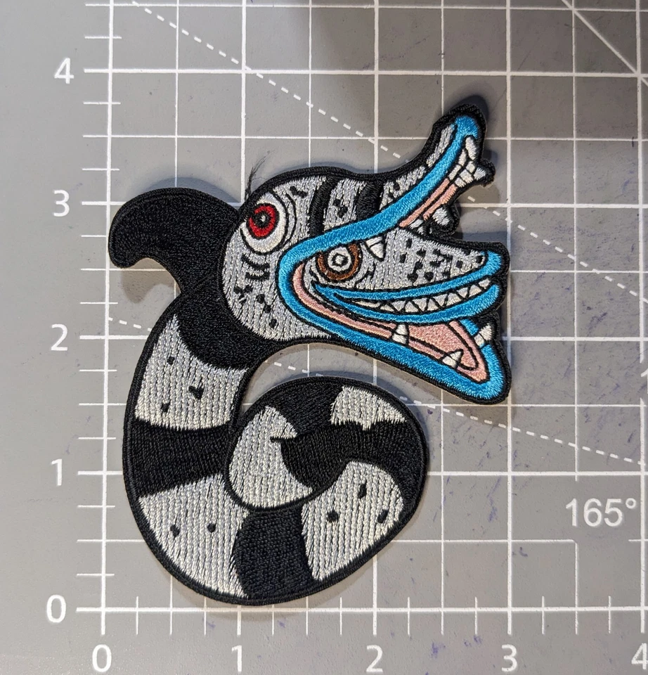 Beetlejuice Patch Sandworm Tim Burton Halloween Embroidered Iron On 3x3.75" - Image 2 of 3