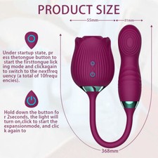 Rose Clit-G-spot Vibrator Oral Sucking Thrusting Dildo Bullet Sex Toy for-Women