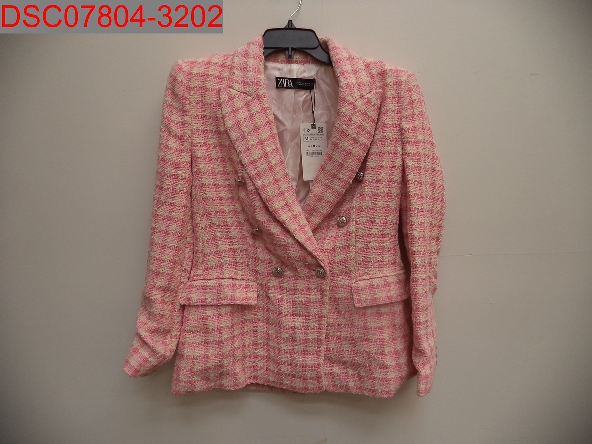 zara pink checked jacket