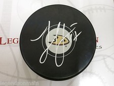 Hampus Lindholm Anaheim Ducks Autographed Signed Logo  Puck with LOM COA hl3