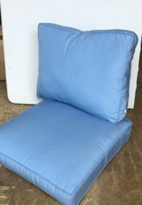 Frontgate Outdoor Patio Chair Deep Sofa Cushions Pc Set 24 x 23 Light  Blue NEW