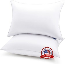 Juego de 2 almohadas de pluma de ganso para dormir tama o queen Blanco US NEW