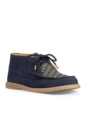 【お洒落♪】DIOR Granville チャッカブーツ DIOR Granville $1100 Navy Blue Suede And Oblique Jacquard