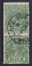 1931 KING GEORGE V HEAD 1d PAIR PRE-DECIMAL STAMPS CDS LATE FEE MELBOURNE VFU#25
