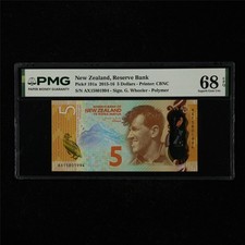 2015-16 New Zealand Reserve Bank 5 Dollars Pick#191a PMG 68EPQ Superb Gem UNC 04