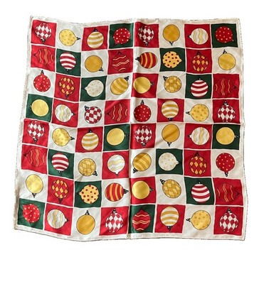 Echo 100% Silk Christmas Ornament Colorful Colorblock Lightweight Square Scarf