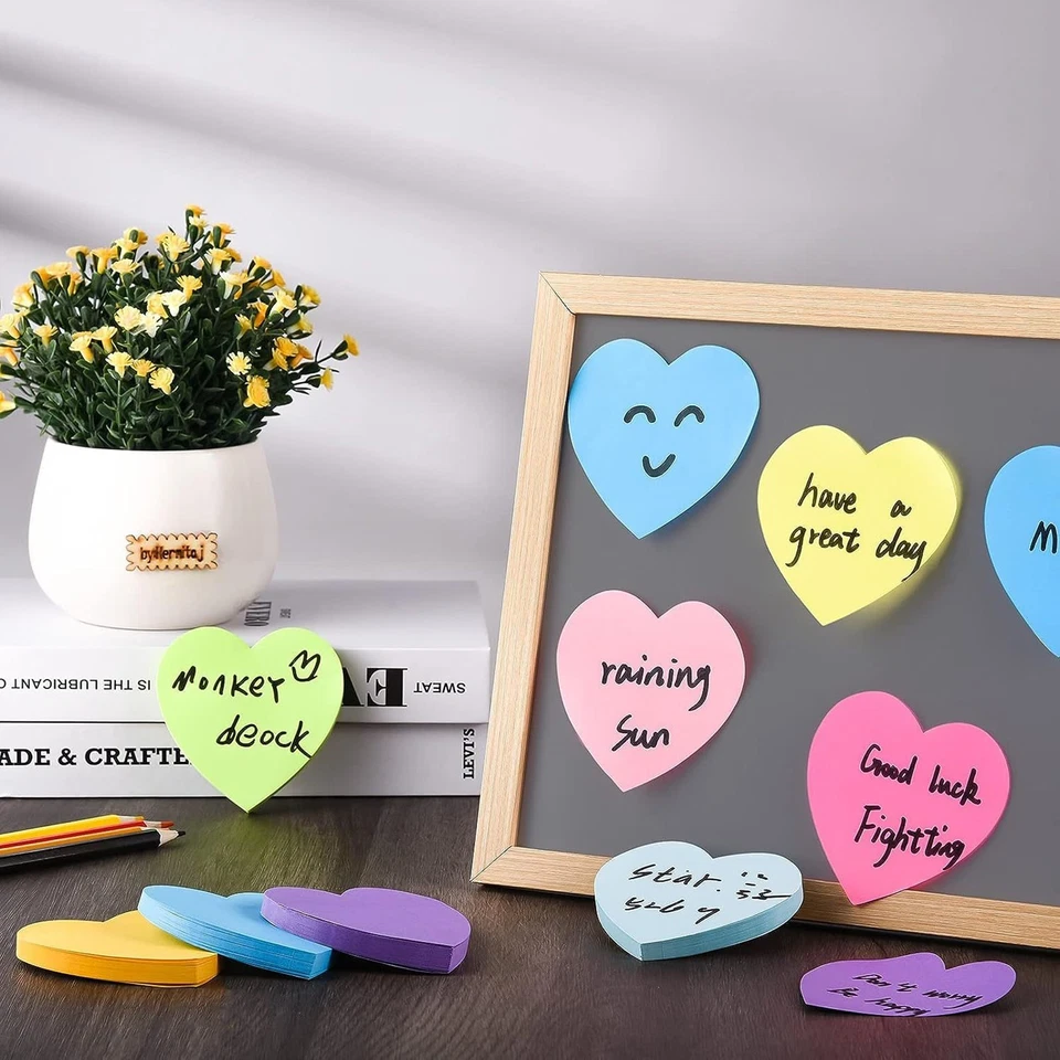 240 Sheets Sticky Notes,Heart Shaped Post it Notes,3 x 3 inch Eight Colors - Image 4 of 4
