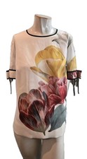 Top donna Ted Baker 4 panna tulipano floreale maniche fiocco