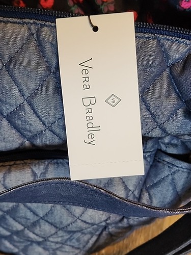 Vera Bradley Go Ahead Convertible Crossbody Bag Quilted Denim Moonlight Navy - Picture 7 of 7