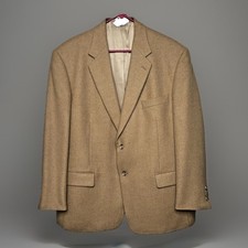 Claiborne Camel Hair Blazer Men 44R Tan 2 Button Lined Sport Coat Jacket VTG