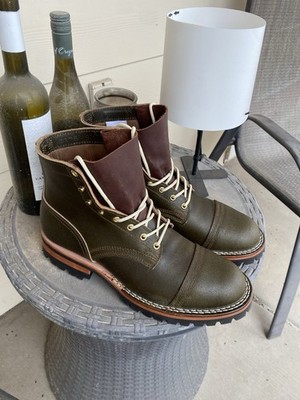 Nicks's 9.5D Boots Green Olive Waxed Flesh In Parkhurst Last-Collectors MTO Item