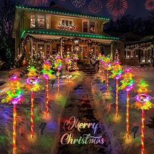 30.7'' Larger Christmas Decorations Outdoor Solar Pathway Lights, 3Packs Solar C
