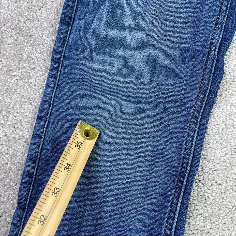 Jeans Abercrombie infantil unissex 15/16 longo azul reto lavagem escura ajustável - Imagem 3 de 4