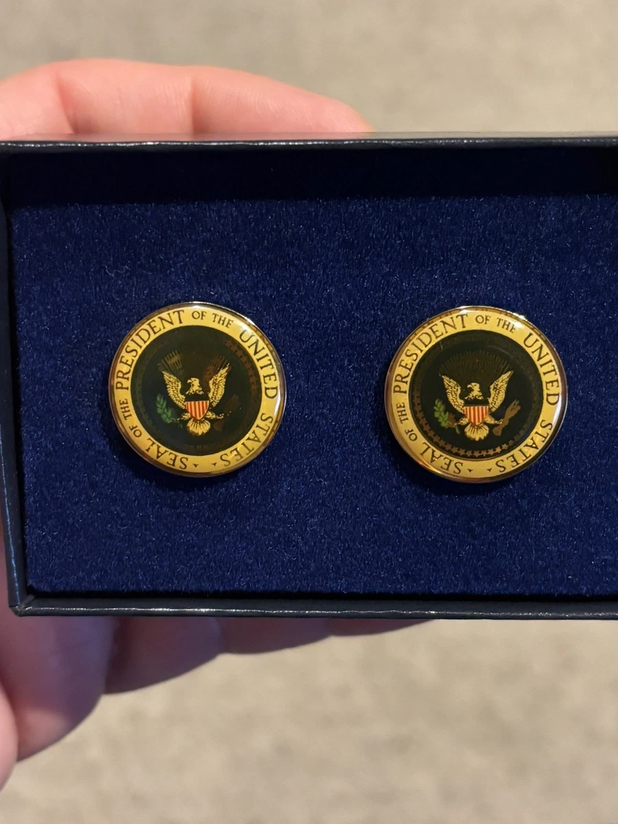 Donald Trump 47 Presidential Cufflinks - Silver & Blue, Signed, Double Gift Boxed