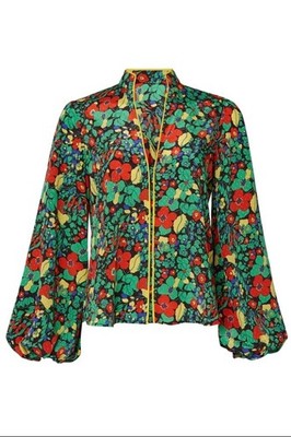 NEW WITHOUT TAGS Minu Top Alexis XS Silky Bold wild flower garden blouse top