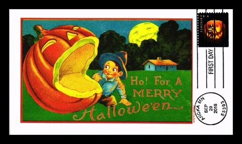 US COVER PANDA CACHET FIRST DAY OF ISSUE HO! FOR A MERRY HALLOWEEN PUMPKIN