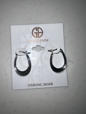 GIANI BERNINI Sterling Silver SS Tapered Hoop Earrings Brand New
