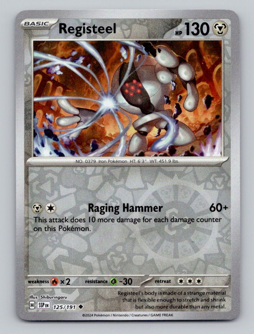 Reverse Holo Registeel 125/191 Uncommon Surging Sparks Pokemon