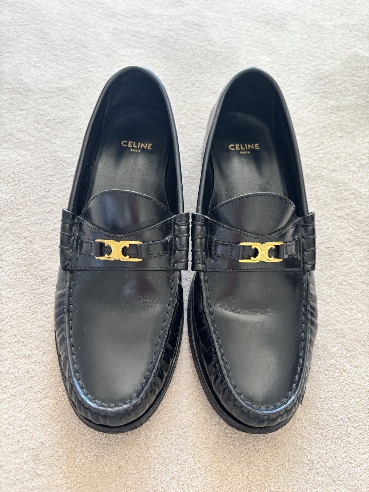 Celine women’s black leather loafers size 37,5