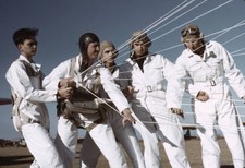 Instructor explaining operation of a parachute to student pilots M- Old Photo 10