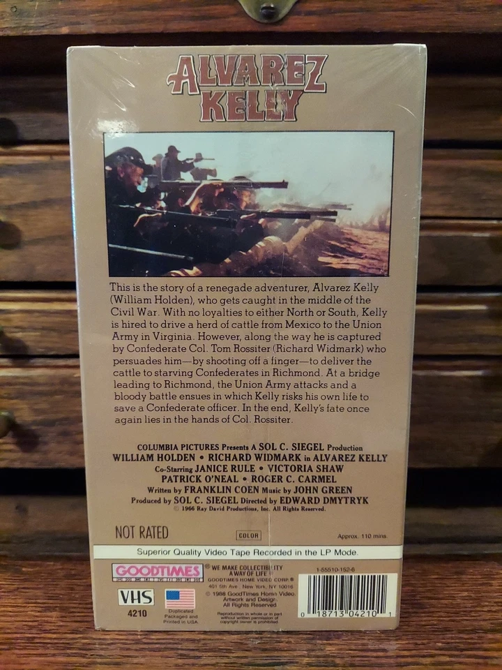 Alvarez Kelly VHS 1988 William Holden & Richard Widmark Sealed NIP 1966 Foto 3 de 4