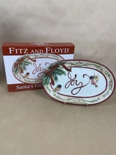 Fitz Floyd Christmas Santas Forest Friends Birds Plate Decor