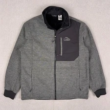 LL Bean Mountain High Pile Fleece Full Zip Jacket Men XL Heather Gray Outdoors