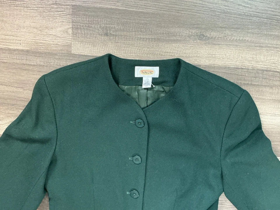 Винтажный 90-х Talbots женщин шерсти блейзер куртка изумрудно-зеленый 4 США сшитый опрятный - Изображение 3 из 4