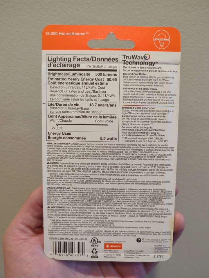 SYLVANIA B10 LED Candelabra Light Bulbs 60W Soft White Clear Bulbs - Image 2 of 2