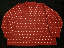 Vtg VENEZIA Mock Neck Sweater Red/white Dotted Sz 26 28  (4X)