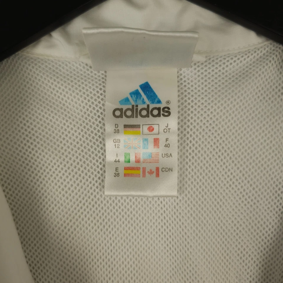 Vintage 90s Adidas Jacket Womens M Blue White Track Full Zip Mesh Lined Tennis - Image 4 of 4