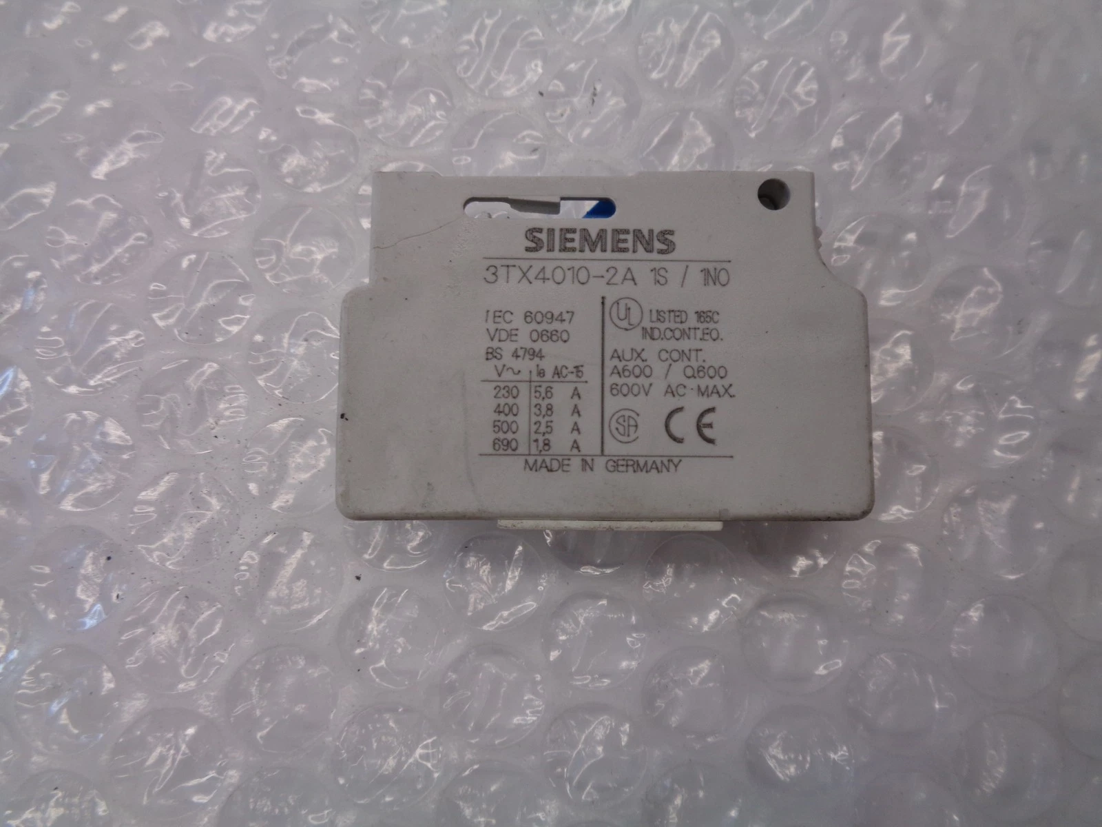 SIEMENS 3TX4010-2A 1S /1NO CONTACTOR 600V UNMP - thumbnail 2