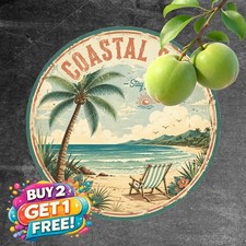 Bohemian Tropical Beach Palm Trees Ocean Metal Sign Coastal Home Wall Decor