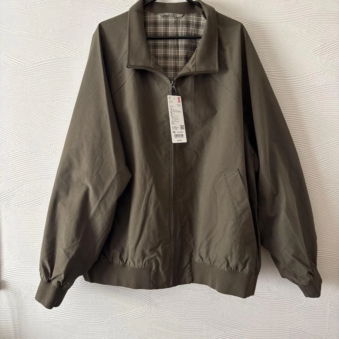 UNIQLO Men's Harrington Jacket XL Olive Green Plaid Lining image 1