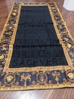VERSACE HOME BAROQUE DESIGNER TOWEL LARGE BLACK BATHROOM BEACH