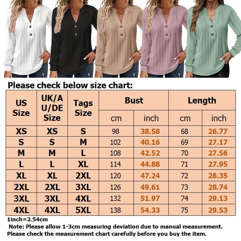 Ladies Jumper Top V Neck Pullover Women Loose Long Sleeve Work Knit Tops Casual - Image 2 of 4