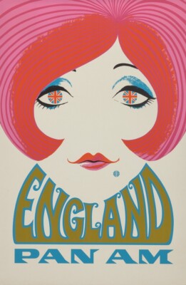 Visit Great Britain vintage air travel promotion poster 12x18