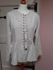 Ewa I Walla Jacket Size Small Ivory Cotton Frills Victorian