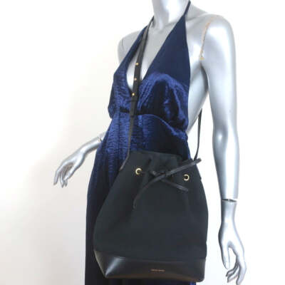 Mansur Gavriel Large Bucket Bag Black Canvas & Leather Crossbody