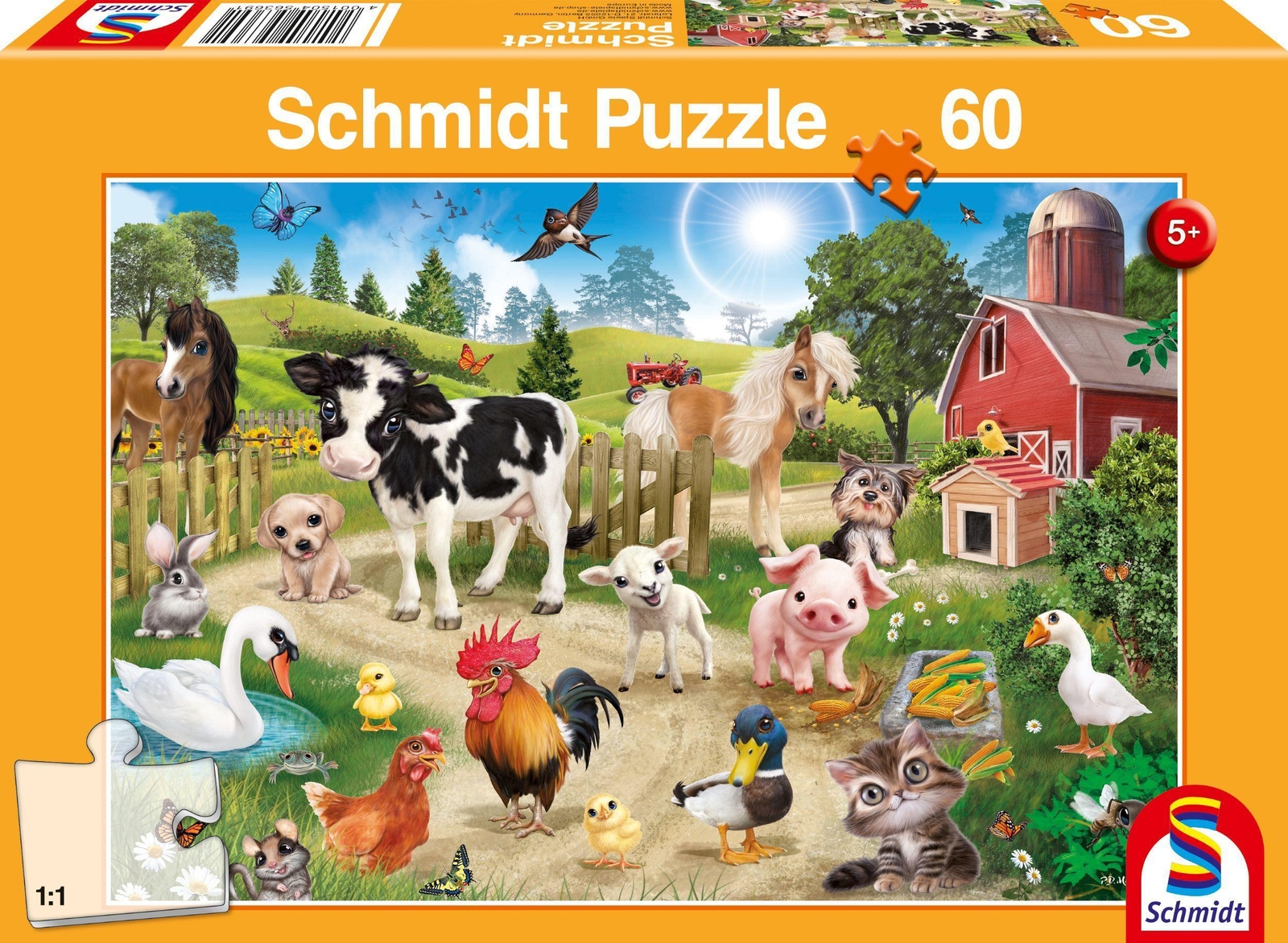 Animal Club, Bauernhoftiere. Puzzle 60 Teile 4001504563691