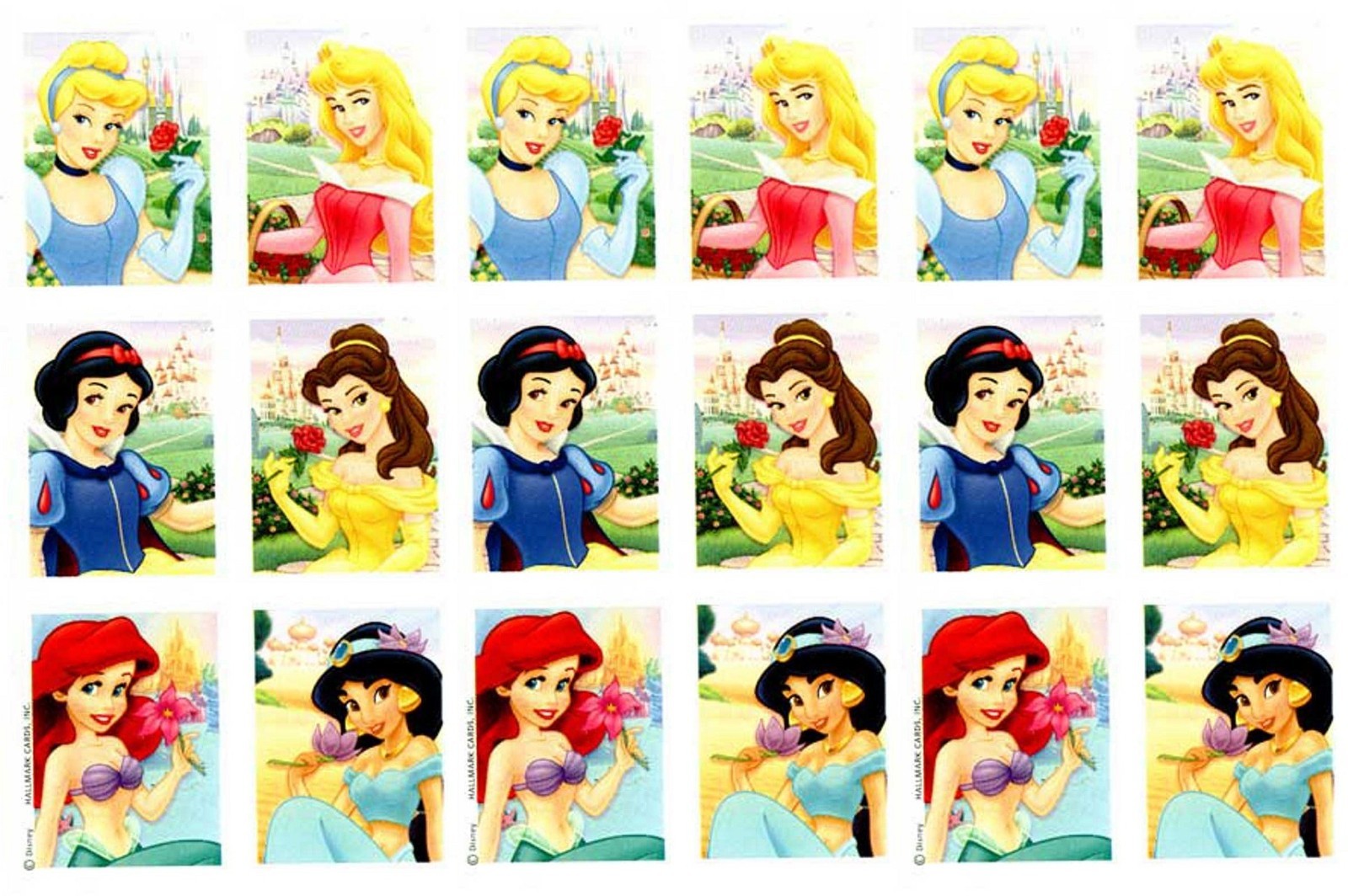 Disney PRINCESS 3 sheets Scrapbook Stickers! Belle Ariel Aurora Snow ...