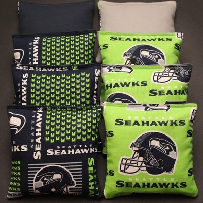 8 Cornhole Bean Bags made w Seattle SEAHAWKS Fabric ACA Reg Bags, Top Quality!