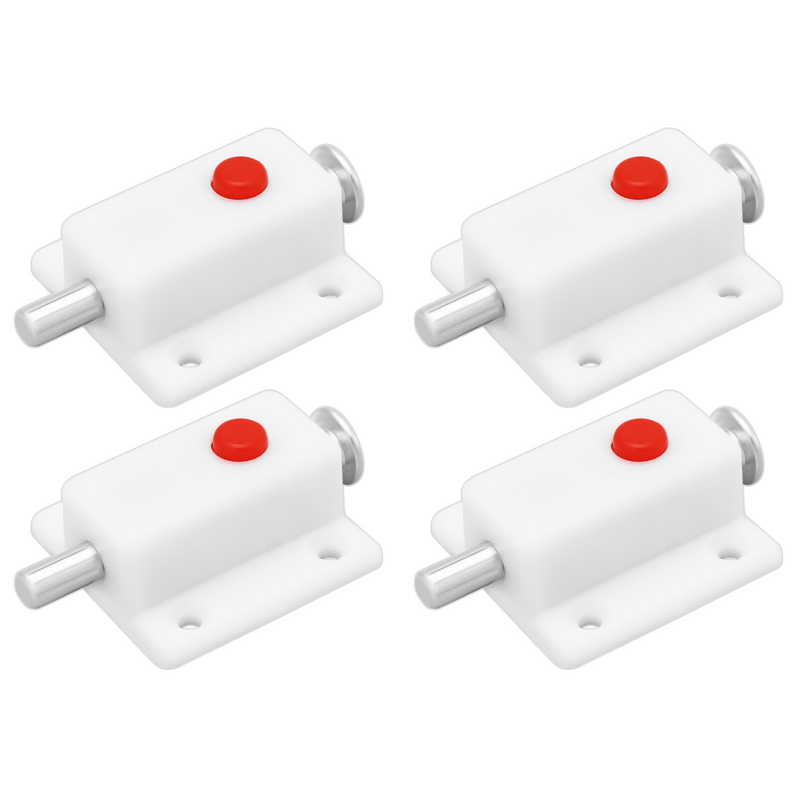 4Pcs Push Button Spring Loaded Automatic Door Bolt Latch Fits Doors Window White
