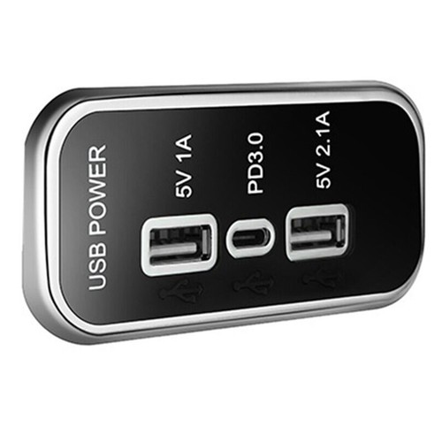 PD Type-C Charger Adapter USB Power Outlet 3 Ports Mount Panel For Car Boat RV - Photo 9 sur 14