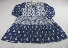 Anthropologie Maeve Carlita Tiered Tunic Dress Womens Medium Blue Floral Ladies
