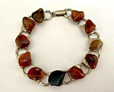 BRACELET vintage pierre multicolore GEM STONE BRACELET ! Argenté - Photo 1/4